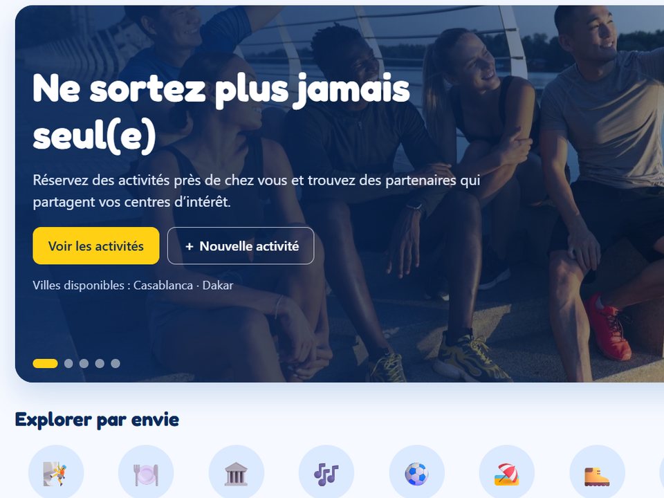 Bokkidee — plateforme d'activités et de partenaires, Casablanca et Dakar.