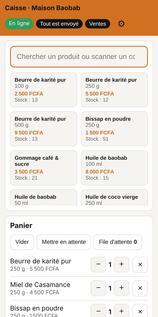 Caisse sur téléphone (démonstration).